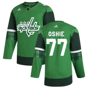 Washington Capitals #77 T.J. Oshie Adidas 2020 St. Patrick\'s Day Stitched NHL Jersey Green