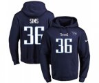 Tennessee Titans #36 LeShaun Sims Navy Blue Name & Number Pullover Hoodie