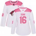 Women Arizona Coyotes #16 Max Domi Authentic White Pink Fashion NHL Jersey