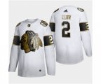 Chicago Blackhawks #2 Duncan Keith White Golden Edition Limited Stitched Hockey Jersey