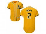 Oakland Athletics #2 Khris Davis Gold Flexbase Authentic Collection MLB Jersey