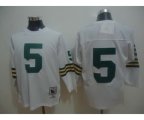 Green Bay Packers #5 Paul Hornung White Long-Sleeved Throwback Jersey