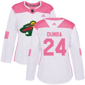 Women\'s Minnesota Wild #24 Matt Dumba Authentic White Pink Fashion NHL Jersey