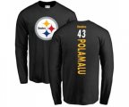 Pittsburgh Steelers #43 Troy Polamalu Black Backer Long Sleeve T-Shirt