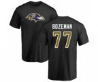 Baltimore Ravens #77 Bradley Bozeman Black Name & Number Logo T-Shirt