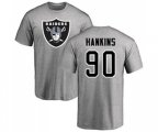 Oakland Raiders #90 Johnathan Hankins Ash Name & Number Logo T-Shirt