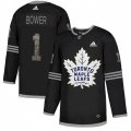 Toronto Maple Leafs #1 Johnny Bower Black Authentic Classic Stitched NHL Jersey