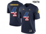 2016 US Flag Fashion-2016 Youth Jordan Brand Michigan Wolverines Jim Harbaugh #4 College Football Limited Jersey - Navy Blue