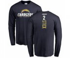 Los Angeles Chargers #2 Easton Stick Navy Blue Backer Long Sleeve T-Shirt