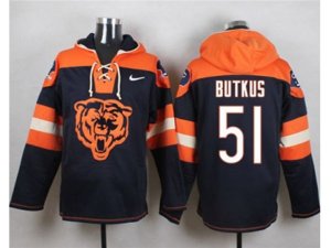 Chicago Bears #51 Dick Butkus Navy Blue Player Pullover Hoodie