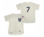 1951 New York Yankees #7 Mickey Mantle Replica Cream Throwback Baseball Jersey