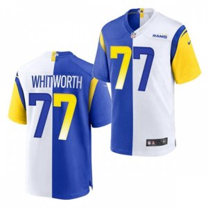 Los Angeles Rams #77 Andrew Whitworth Nike Royal White Split Two-Tone Jersey