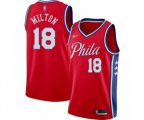Philadelphia 76ers #18 Shake Milton Swingman Red Finished Basketball Jersey - Statement Edition