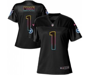 Women Tennessee Titans #1 Warren Moon Game Black Fashion Football Jersey