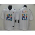 Dallas Cowboys #21 Ezekiel Elliott White Rainbow Version Nike Limited Jersey