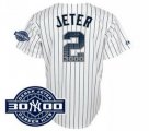 New York Yankees #2 Derek Jeter white with 3000 hits patch
