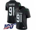 New York Jets #91 Bronson Kaufusi Black Alternate Vapor Untouchable Limited Player 100th Season Football Jersey