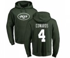 New York Jets #4 Lac Edwards Green Name & Number Logo Pullover Hoodie