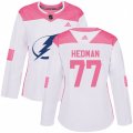 Women Tampa Bay Lightning #77 Victor Hedman Authentic White Pink Fashion NHL Jersey