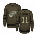 Detroit Red Wings #11 Filip Zadina Authentic Green Salute to Service NHL Jersey