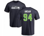 Seattle Seahawks #94 Ezekiel Ansah Navy Blue Name & Number Logo T-Shirt