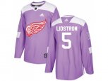 Detroit Red Wings #5 Nicklas Lidstrom Purple Authentic Fights Cancer Stitched NHL Jersey