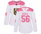 Women Vegas Golden Knights #56 Erik Haula Authentic White Pink Fashion NHL Jersey