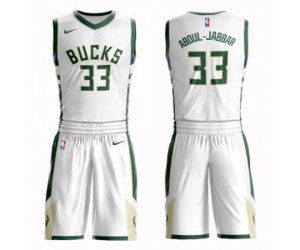 Milwaukee Bucks #33 Kareem Abdul-Jabbar Authentic White Basketball Suit Jersey - Association Edition