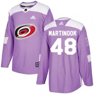 Carolina Hurricanes #48 Jordan Martinook Authentic Purple Fights Cancer Practice NHL Jersey