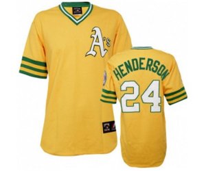 Oakland Athletics #24 Rickey Henderson Replica Gold Throwback Baseball Jersey