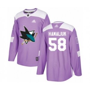 San Jose Sharks #58 Dillon Hamaliuk Authentic Purple Fights Cancer Practice Hockey Jersey