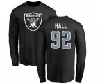 Oakland Raiders #92 P.J. Hall Black Name & Number Logo Long Sleeve T-Shirt