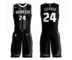 Detroit Pistons #24 Mateen Cleaves Authentic Black Basketball Suit Jersey - City Edition