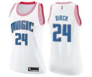 Women\'s Orlando Magic #24 Khem Birch Swingman White Pink Fashion Basketball Jersey