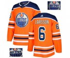 Edmonton Oilers #6 Adam Larsson Authentic Orange Fashion Gold NHL Jersey