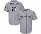 Colorado Rockies #21 Kyle Freeland Replica Grey Road Cool Base Baseball Jersey