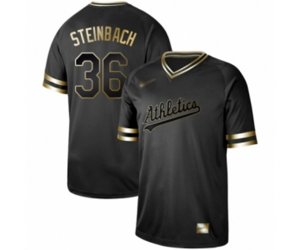 Oakland Athletics #36 Terry Steinbach Authentic Black Gold Fashion Baseball Jersey