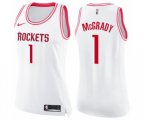 Women's Houston Rockets #1 Tracy McGrady Swingman White Pink Fashion Basketball Jersey