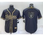 Las Vegas Raiders Black Gold Team Big Logo With Patch Cool Base Stitched Baseball Jersey