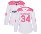 Women Washington Capitals #34 Jonas Siegenthaler Authentic White Pink Fashion NHL Jersey