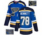 Adidas St. Louis Blues #78 Beau Bennett Authentic Royal Blue Fashion Gold NHL Jersey