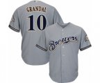 Milwaukee Brewers #10 Yasmani Grandal Replica Grey Road Cool Base Baseball Jersey