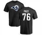 Los Angeles Rams #76 Orlando Pace Black Name & Number Logo T-Shirt