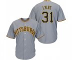 Pittsburgh Pirates #31 Jordan Lyles Replica Grey Road Cool Base Baseball Jersey
