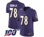Baltimore Ravens #78 Orlando Brown Jr. Purple Team Color Vapor Untouchable Limited Player 100th Season Football Jersey
