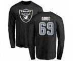 Oakland Raiders #69 Denzelle Good Black Name & Number Logo Long Sleeve T-Shirt