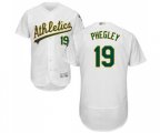 Oakland Athletics #19 Josh Phegley White Home Flex Base Authentic Collection Baseball Jersey