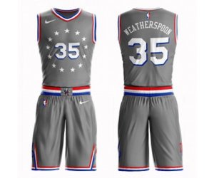 Philadelphia 76ers #35 Clarence Weatherspoon Swingman Gray Basketball Suit Jersey - City Edition
