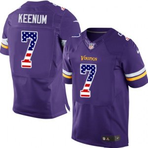 Minnesota Vikings #7 Case Keenum Elite Purple Home USA Flag Fashion NFL Jersey