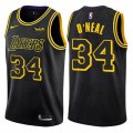 Los Angeles Lakers #34 Shaquille O'Neal Authentic Black City Edition NBA Jersey
